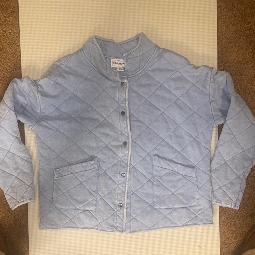 For The Republic Sky Blue Quilted Jacket
